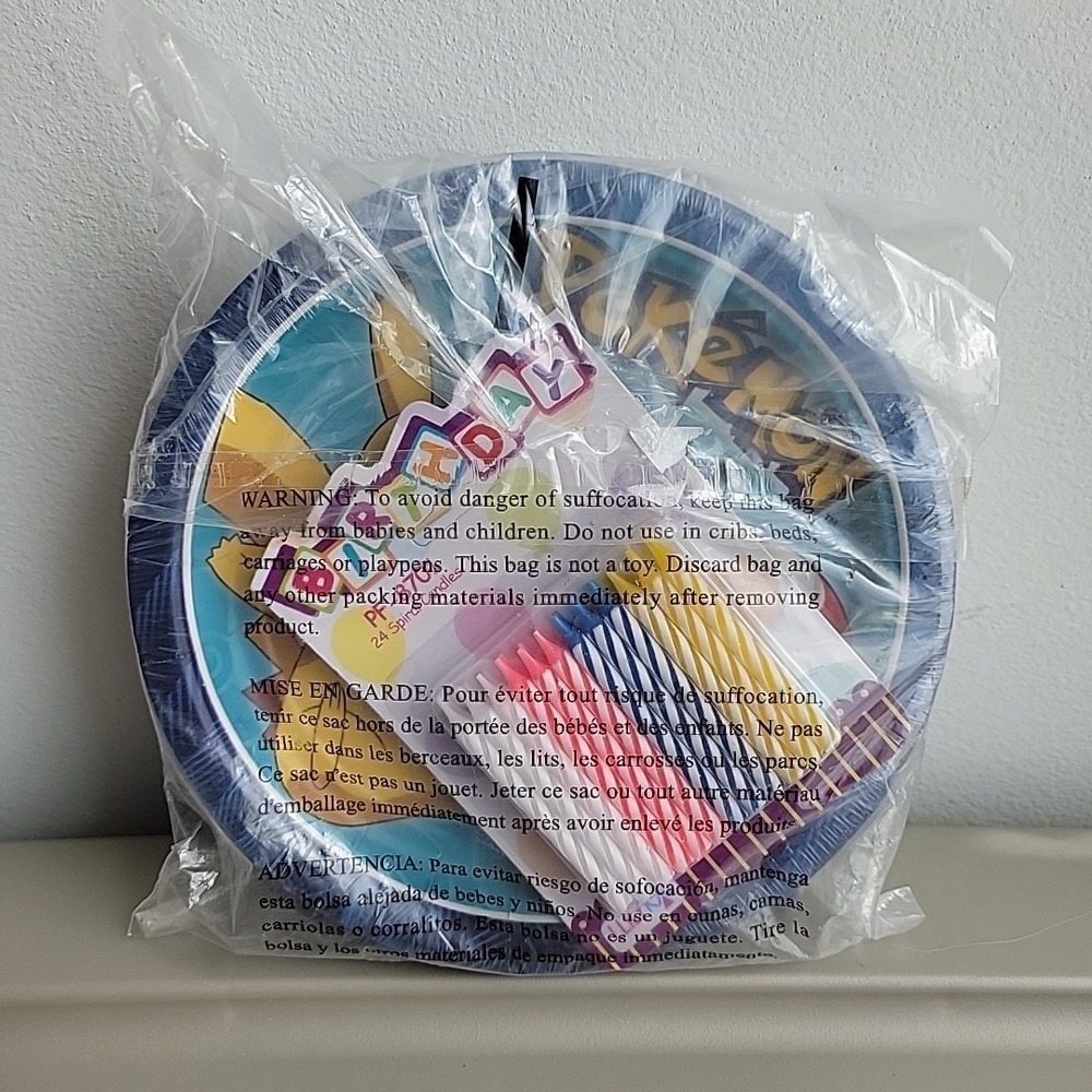 Pokemon Pikachu Party Supplies Serves 16 Includes Plates, Napkins, Candles